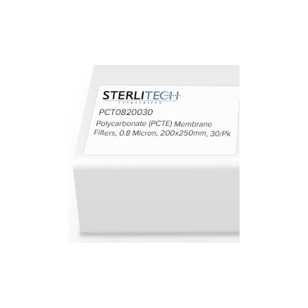 Sterlitech Polycarbonate (PCTE) Membrane Filters, 0.8 Micron, 200 x 250mm, PK30 PCT0820030